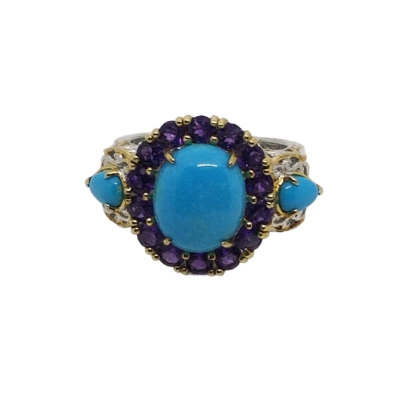 MICHAEL VALITUTTI GEMS EN VOGUE STERLING SILVER, TURQUOISE & AMETHYST RING - Picture 3 of 6